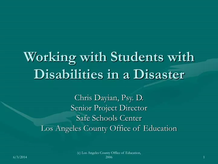 working with students with disabilities in a disaster