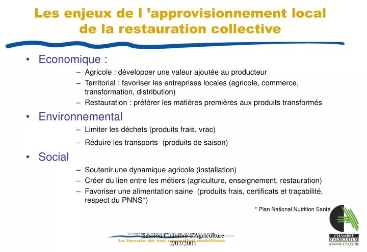 les enjeux de l approvisionnement local de la restauration collective