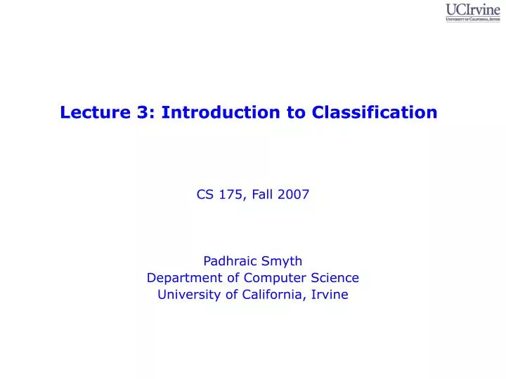 lecture 3 introduction to classification