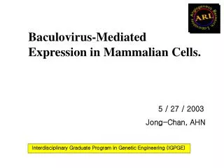 Baculovirus-Mediated Expression in Mammalian Cells.