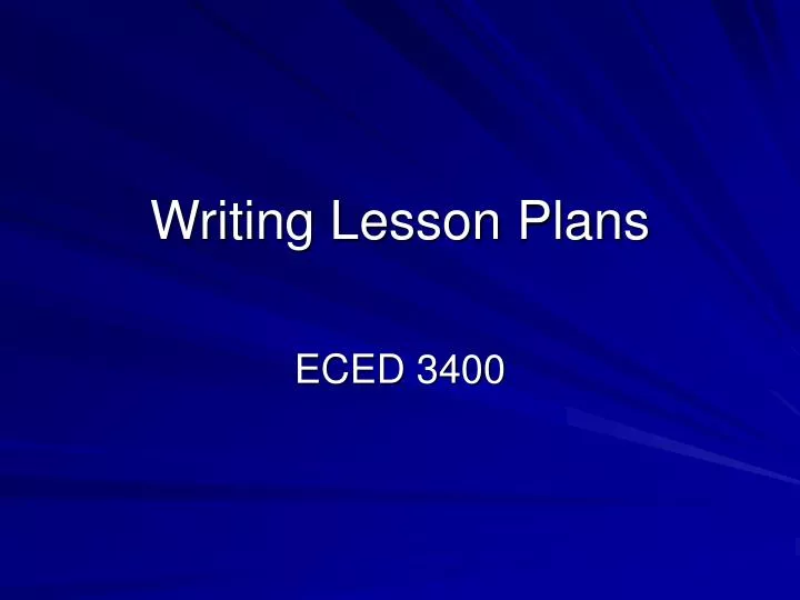 writing lesson plans