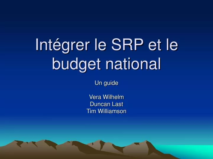 int grer le srp et le budget national