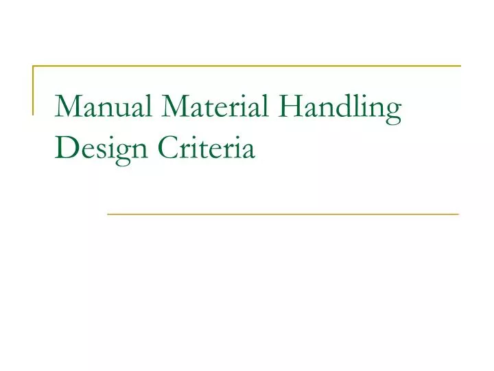 manual material handling design criteria