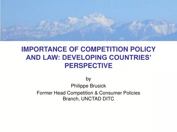 importance of competition policy and law developing countries perspective