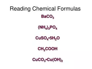 Reading Chemical Formulas