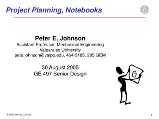 Project Planning, Notebooks