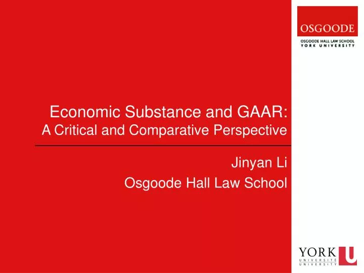 economic substance and gaar a critical and comparative perspective