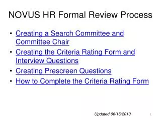 NOVUS HR Formal Review Process