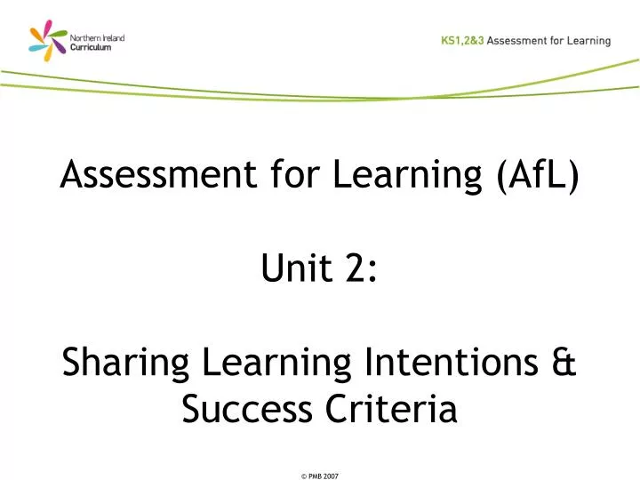 assessment for learning afl unit 2 sharing learning intentions success criteria