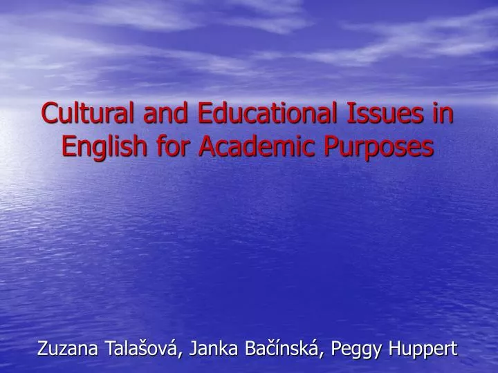 cultural and educational issues in english for academic purposes