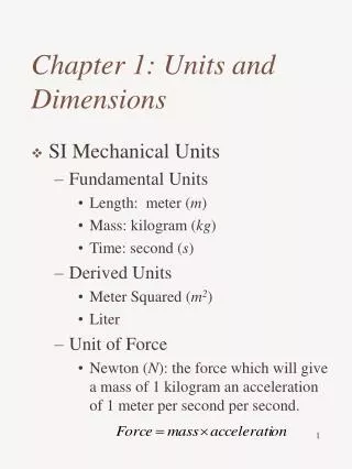 Chapter 1: Units and Dimensions