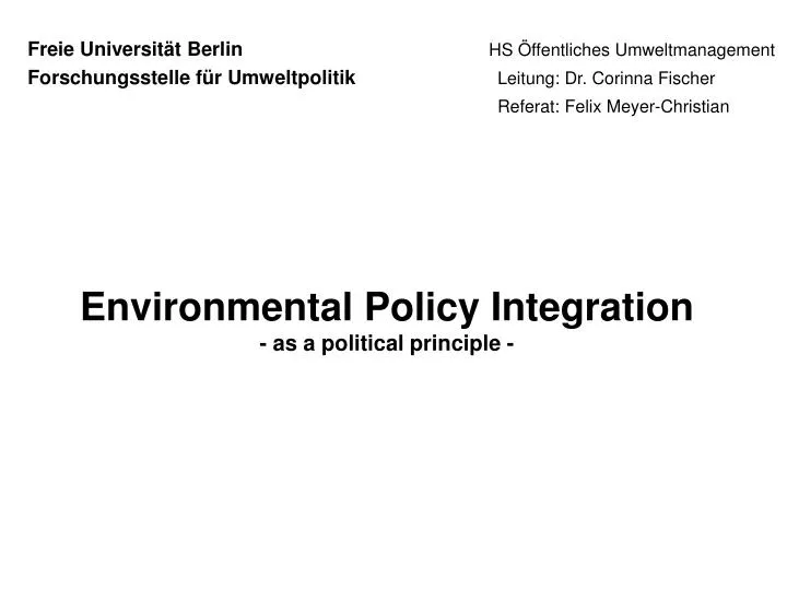 environmental policy integration as a political principle
