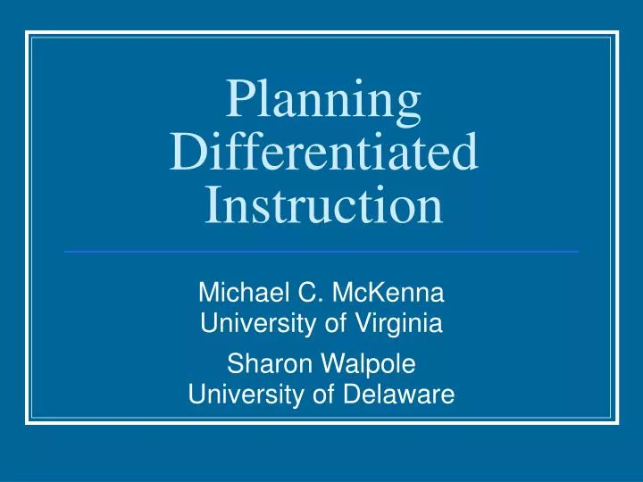 planning differentiated instruction