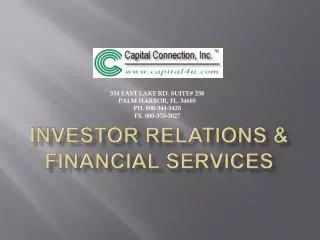Investor RELATIONS &amp; financial services