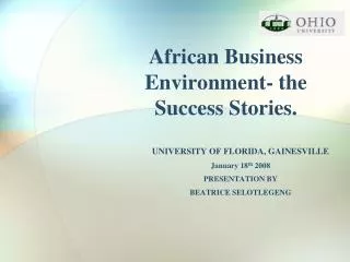 African Business Environment- the Success Stories.