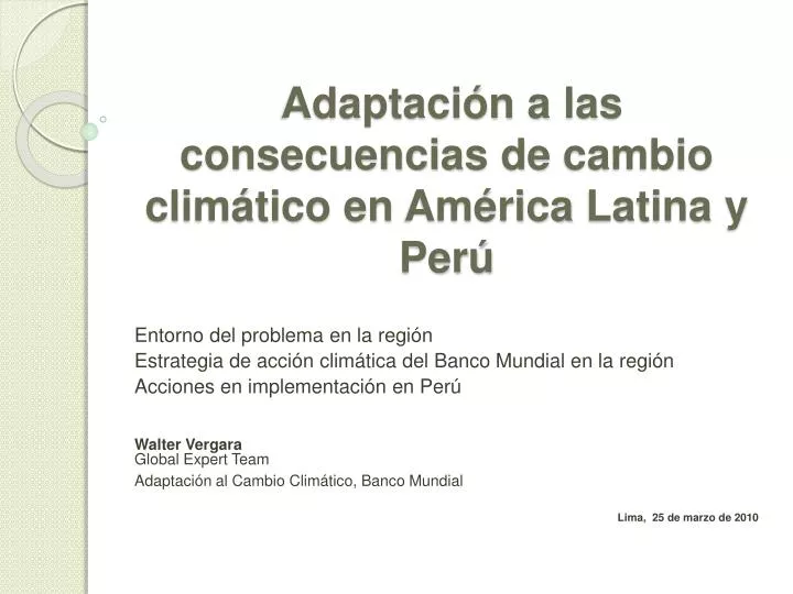 adaptaci n a las consecuencias de cambio clim tico en am rica latina y per