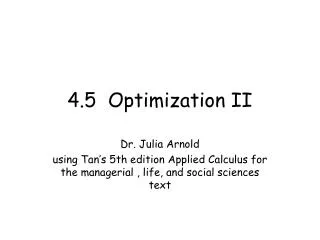 4.5 Optimization II