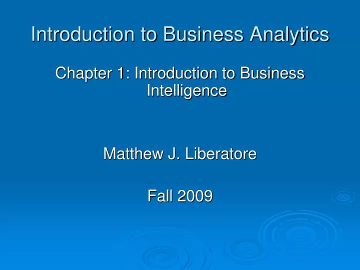 introduction to business analytics
