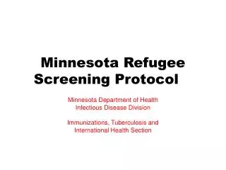 Minnesota Refugee Screening Protocol