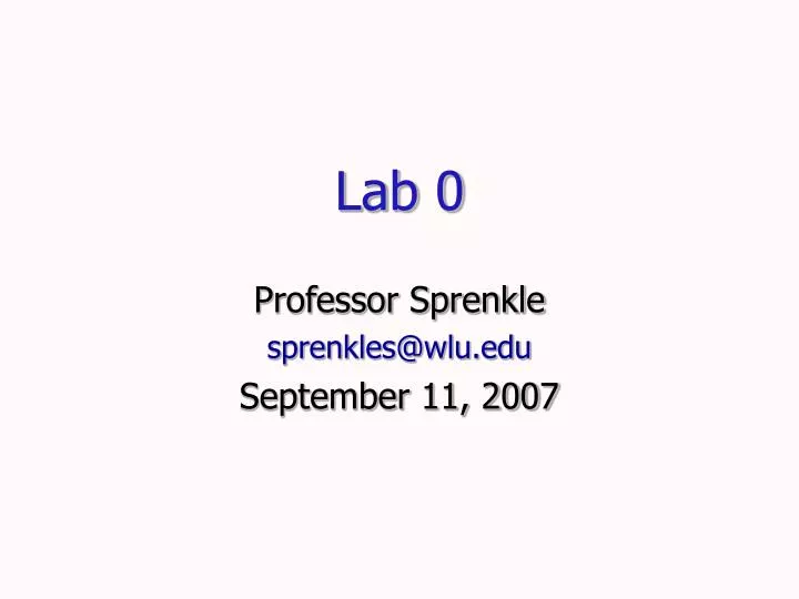 professor sprenkle sprenkles@wlu edu september 11 2007