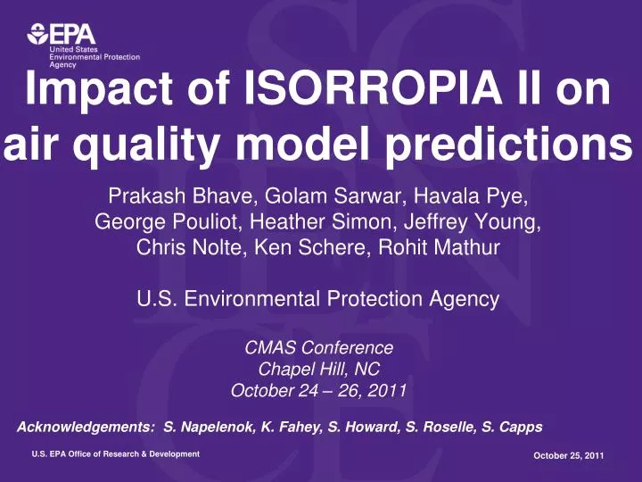 impact of isorropia ii on air quality model predictions