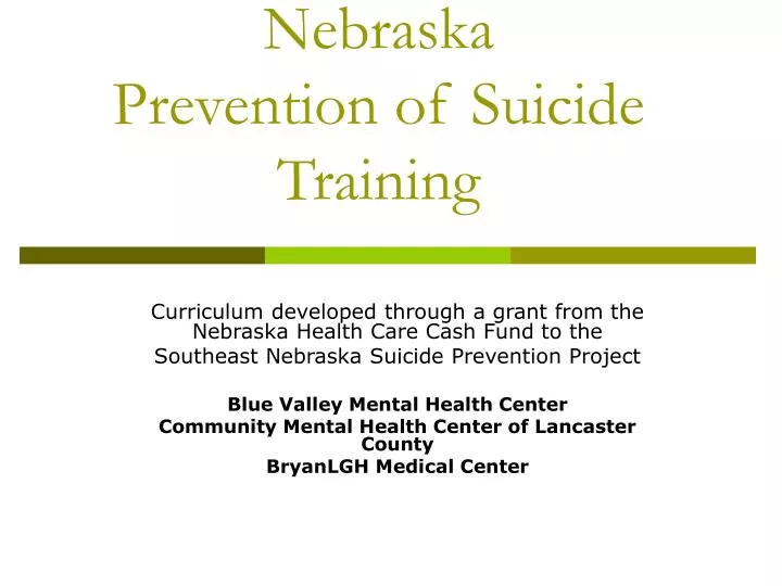 nebraska prevention of suicide training