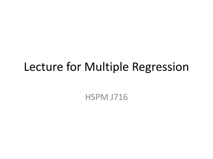 lecture for multiple regression
