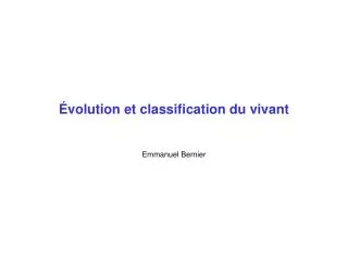 volution et classification du vivant