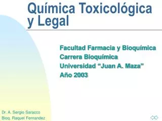 Química Toxicológica y Legal