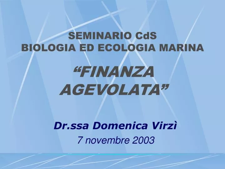 seminario cds biologia ed ecologia marina finanza agevolata