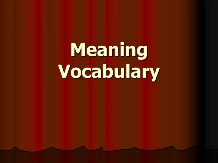 meaning vocabulary