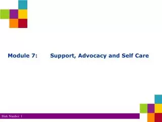 Module 7: 	Support, Advocacy and Self Care
