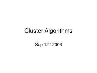 Cluster Algorithms