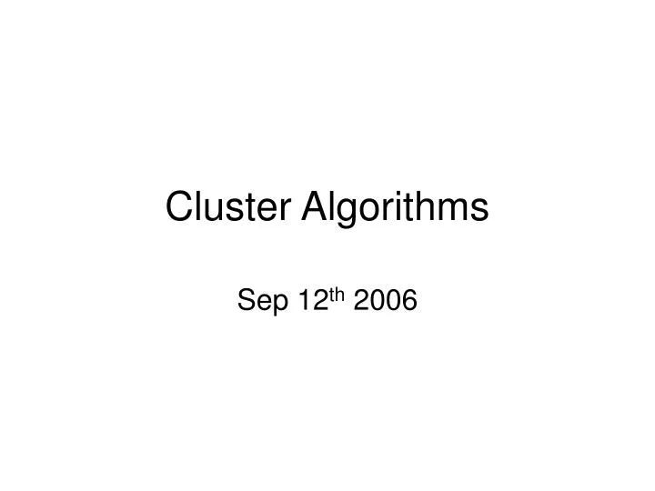 cluster algorithms