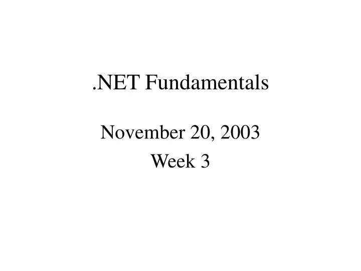 net fundamentals