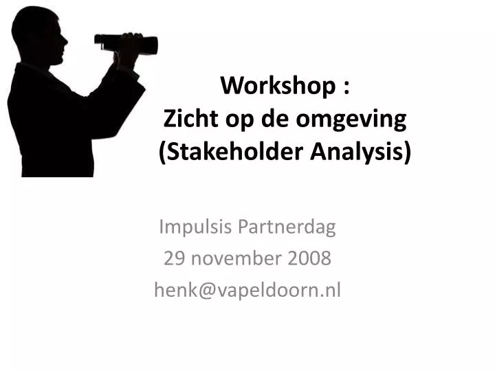 workshop zicht op de omgeving stakeholder analysis