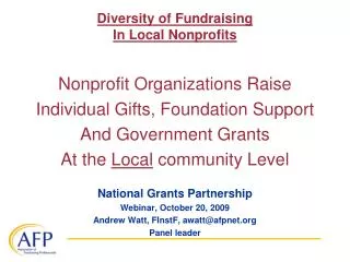 Diversity of Fundraising In Local Nonprofits
