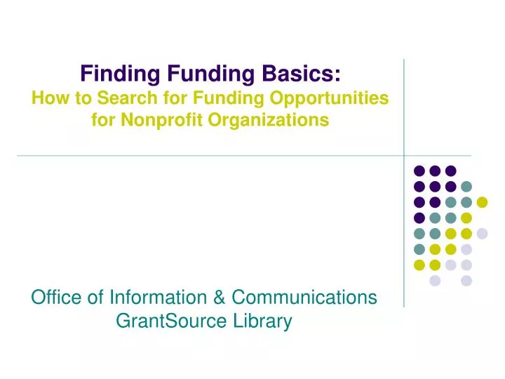finding funding basics how to search for funding opportunities for nonprofit organizations