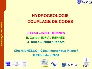 HYDROGEOLOGIE COUPLAGE DE CODES
