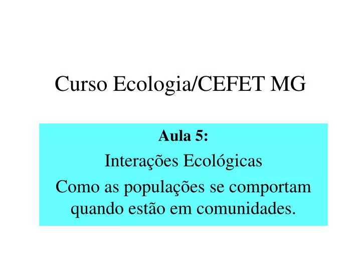 curso ecologia cefet mg