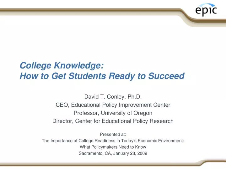 college knowledge how to get students ready to succeed