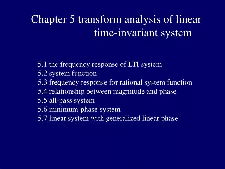 chapter 5 transform analysis of linear time invariant system
