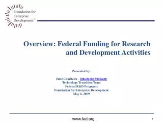 Overview: Federal Funding for Research and Development Activities