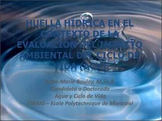 Huella Hídrica en el contexto de la evaluación del impacto ambiental del ciclo de vida (ACV)