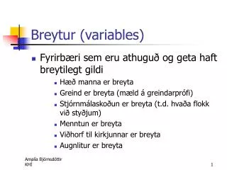 Breytur (variables)