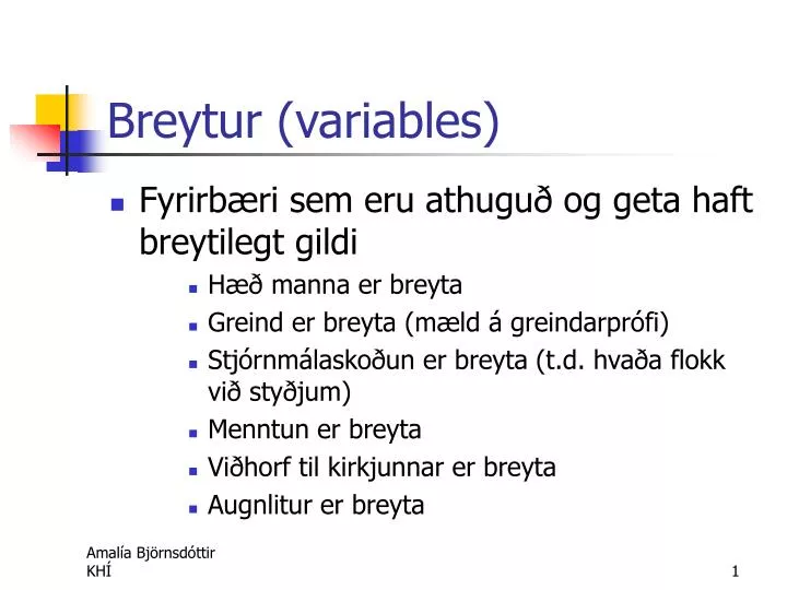 breytur variables