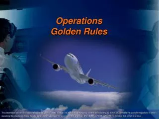Operations Golden Rules