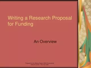 Writing a Research Proposal for Funding
