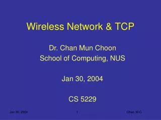 Wireless Network &amp; TCP