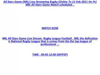 NRL !! Watch 7 EnjoY : NRL All Stars Game Live Stream @ Rugb